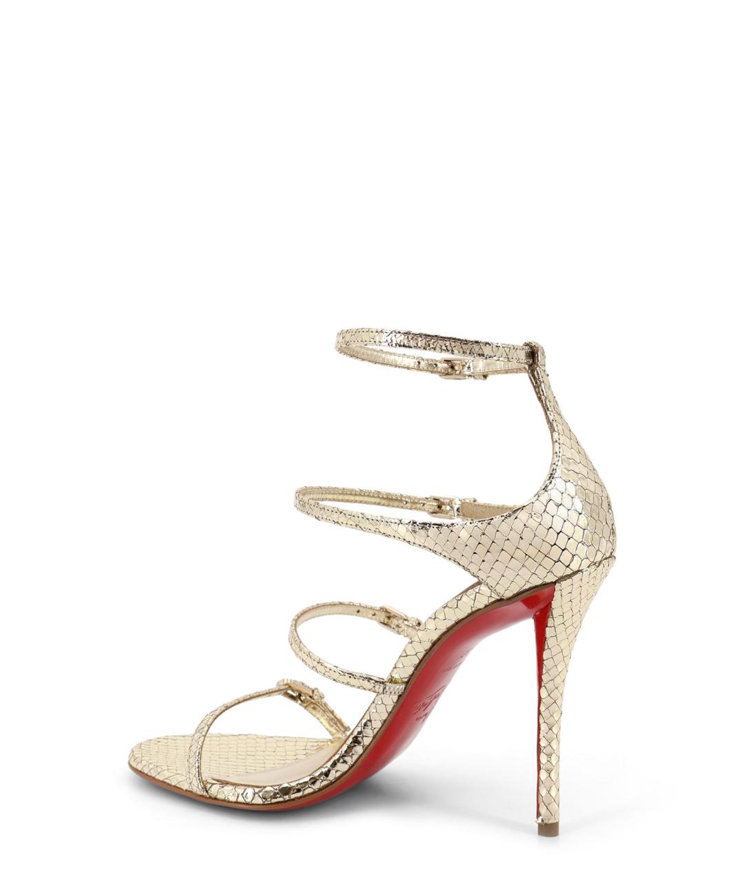 CHRISTIAN LOUBOUTIN Золотые кожаные босоножки, фото 3