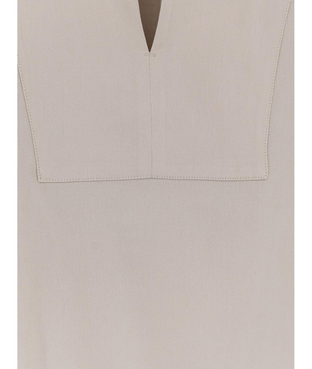 MAX MARA Бежевая льняная рубашка, фото 3