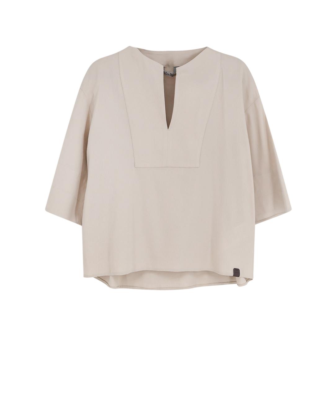 MAX MARA Бежевая льняная рубашка, фото 1