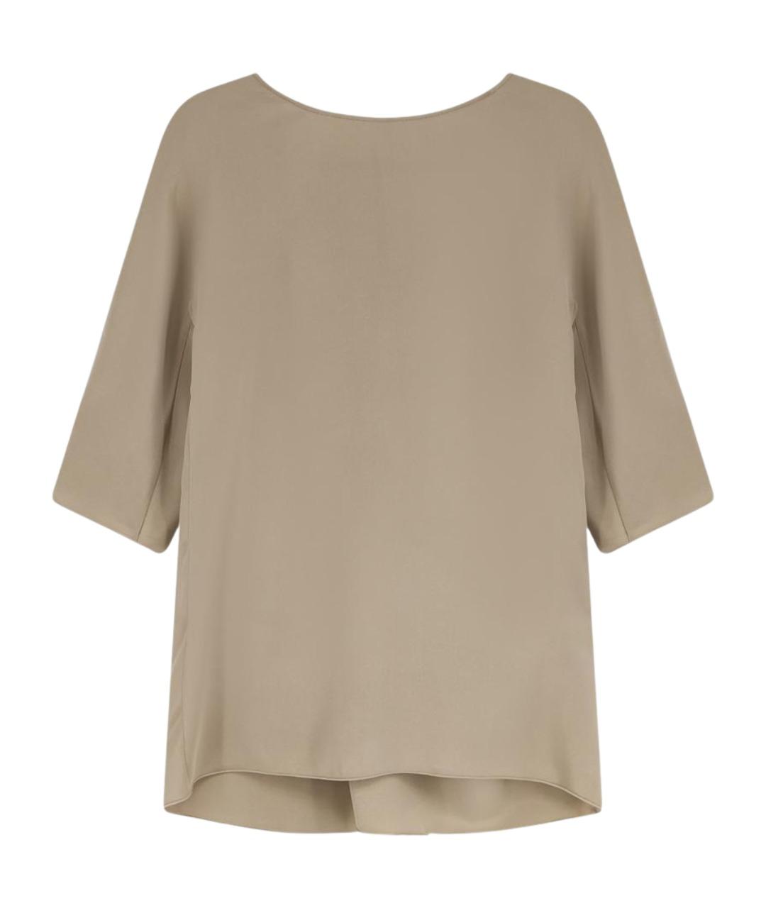 MAX MARA Бежевая шелковая футболка, фото 1