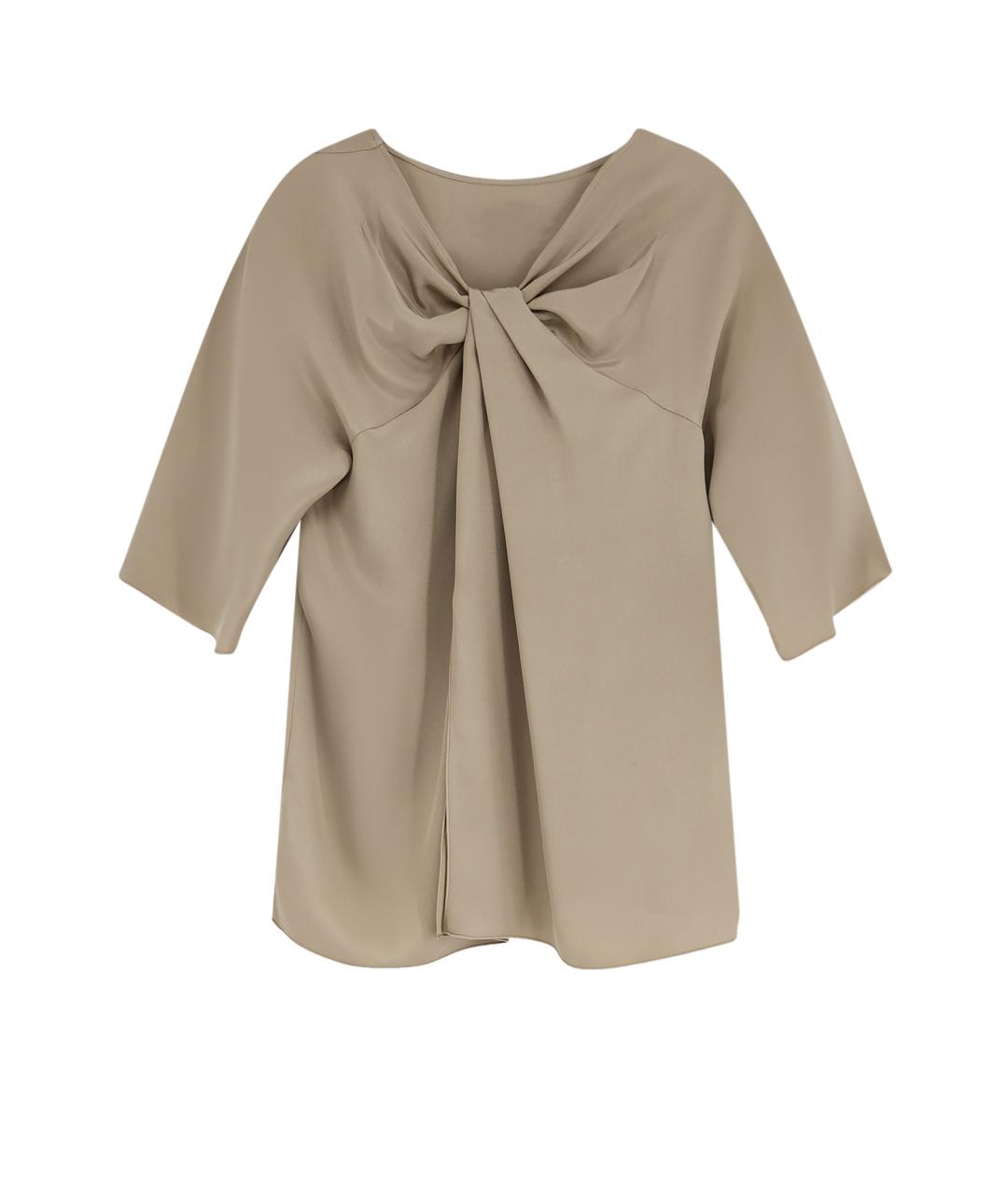 MAX MARA Бежевая шелковая футболка, фото 2