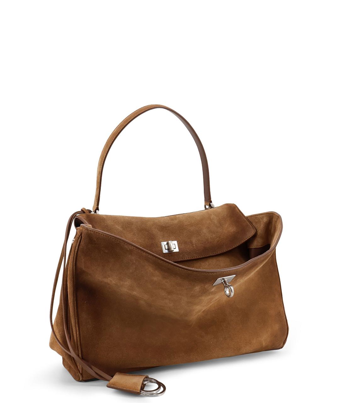 BALENCIAGA Коричневая замшевая сумка тоут, фото 3