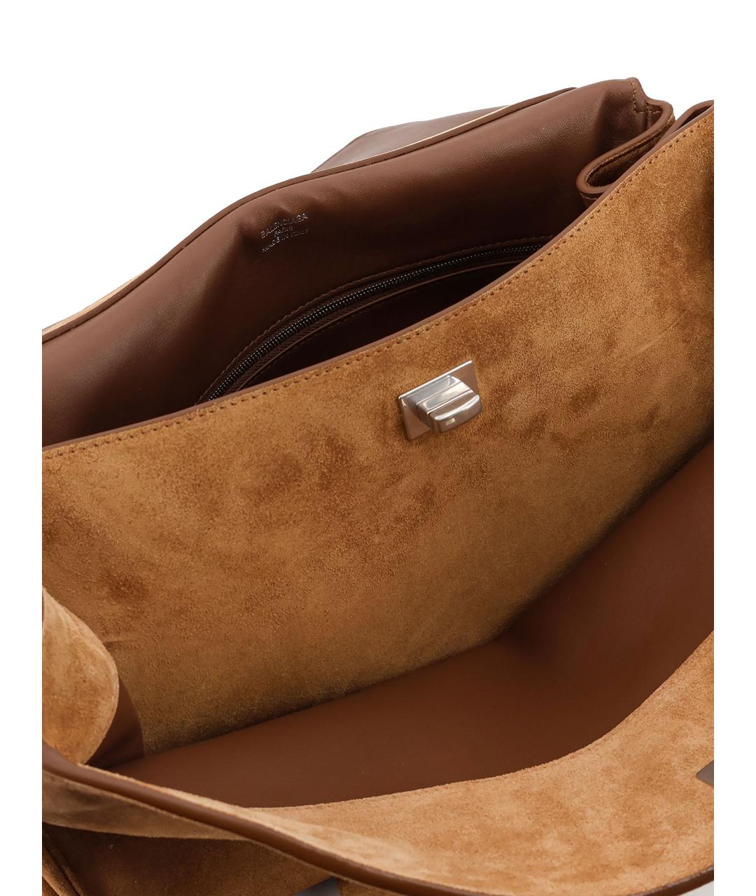 BALENCIAGA Коричневая замшевая сумка тоут, фото 4