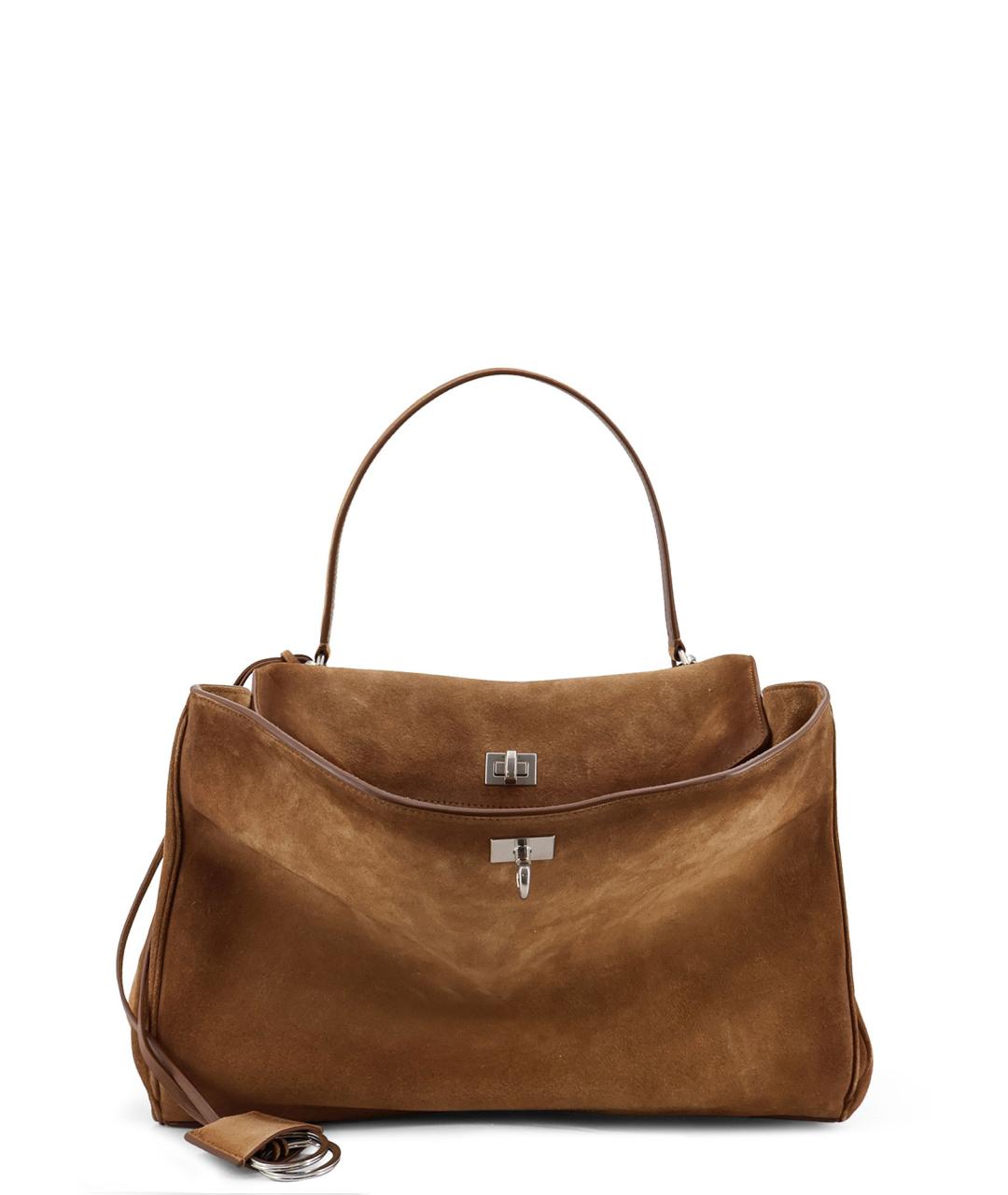 BALENCIAGA Коричневая замшевая сумка тоут, фото 1