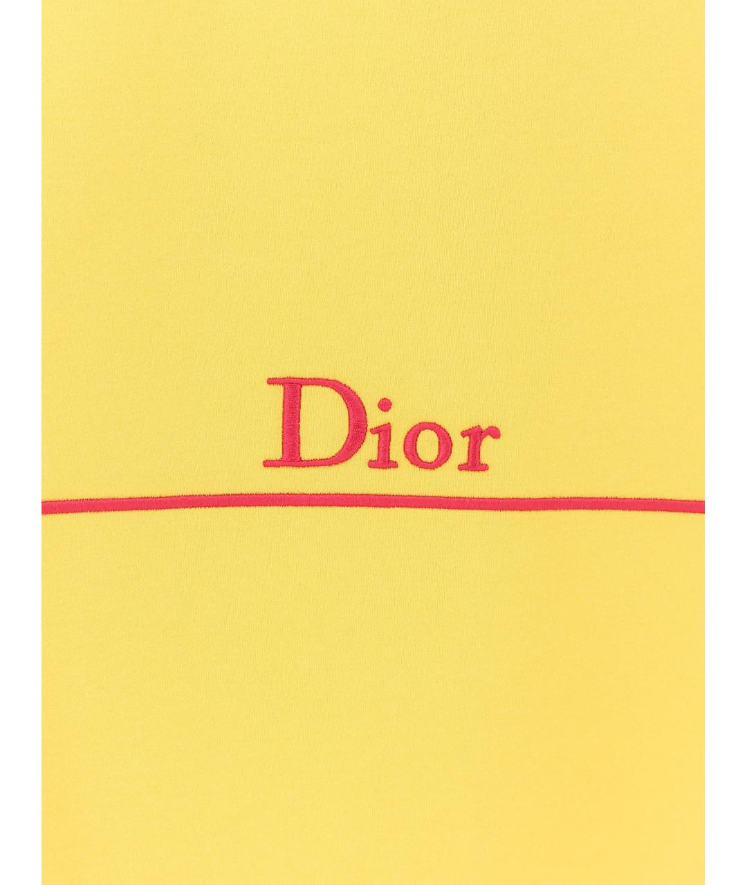 CHRISTIAN DIOR Желтая хлопковая футболка, фото 3