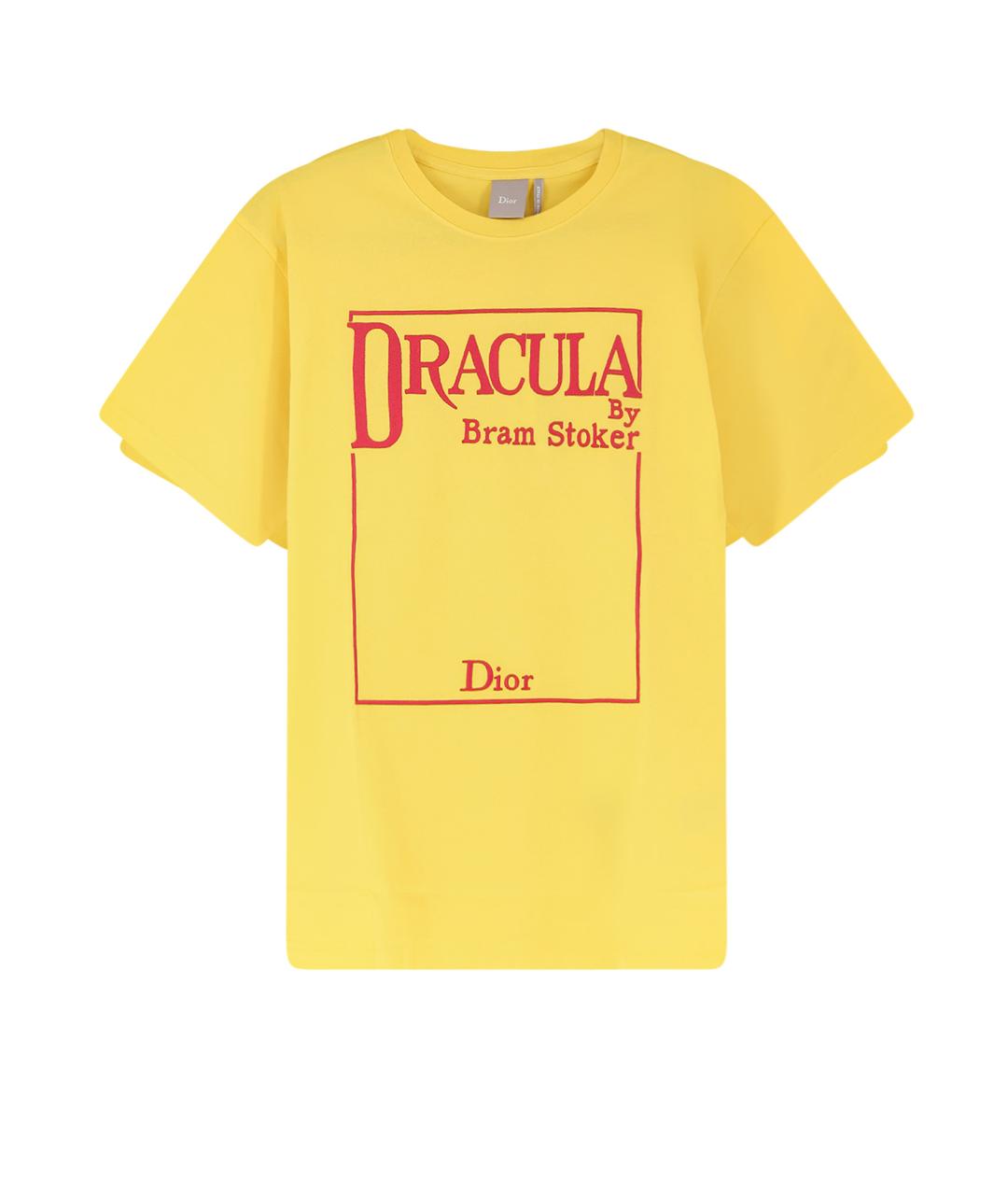 CHRISTIAN DIOR Желтая хлопковая футболка, фото 1