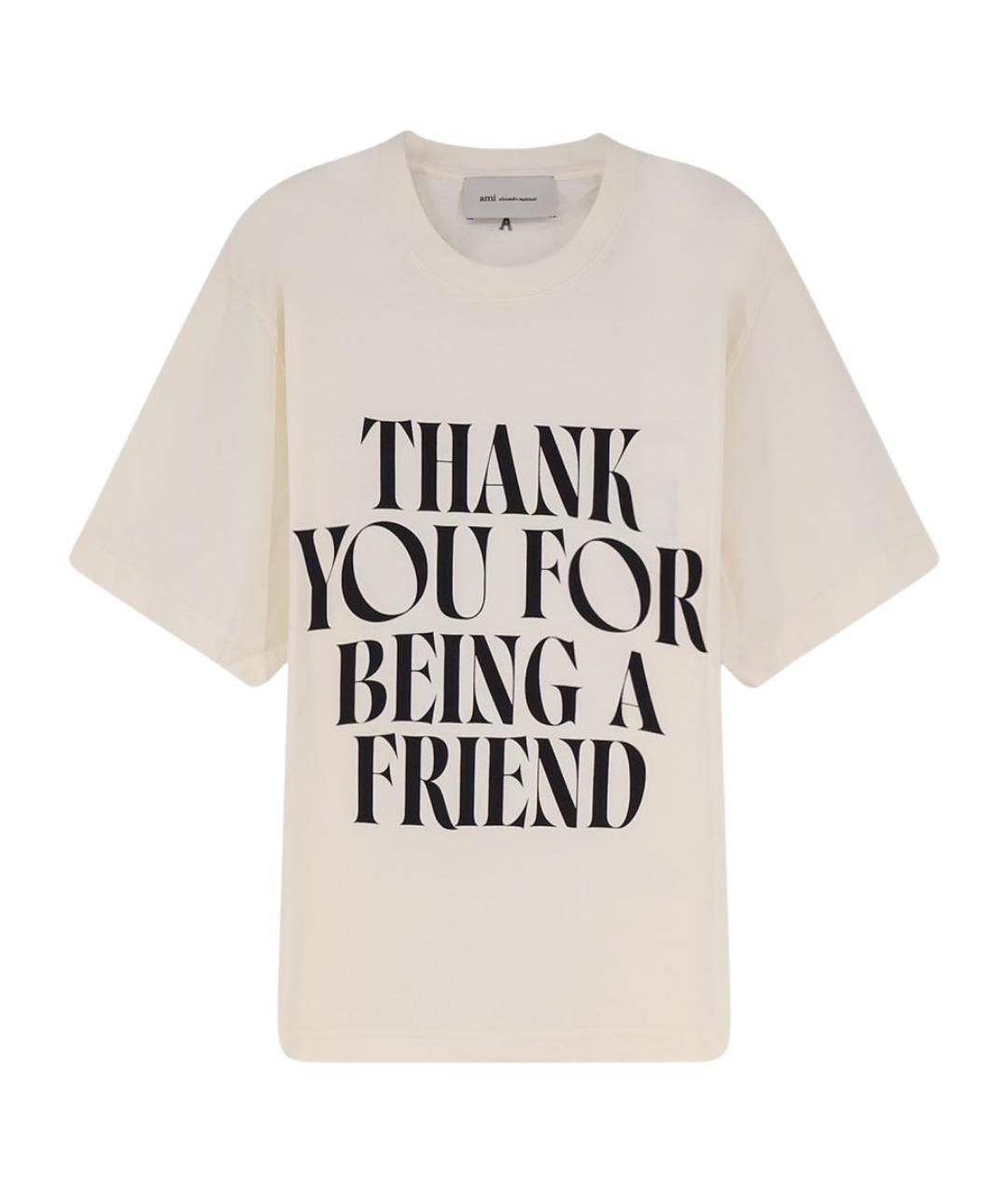 Ami Paris Бежевая хлопковая футболка, фото 1