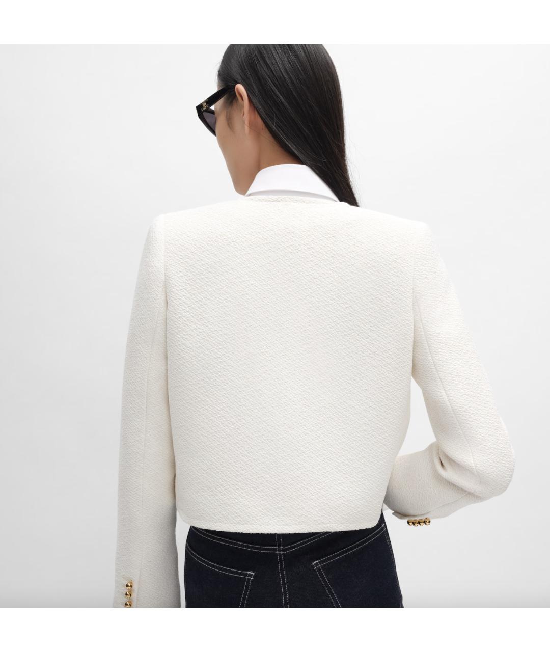CELINE Белый вискозный жакет/пиджак, фото 4