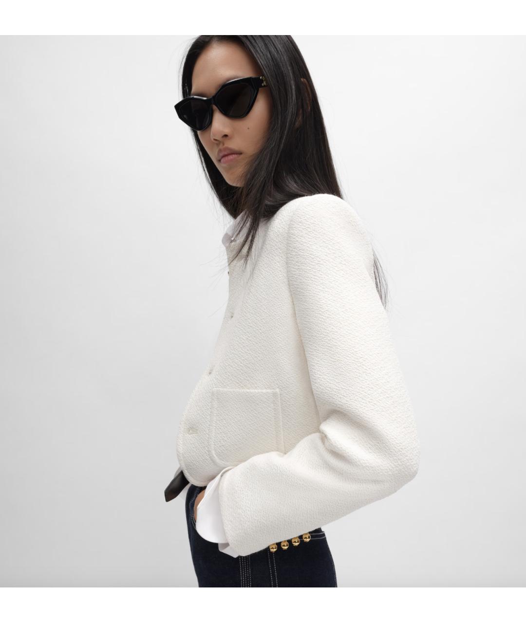 CELINE Белый вискозный жакет/пиджак, фото 3