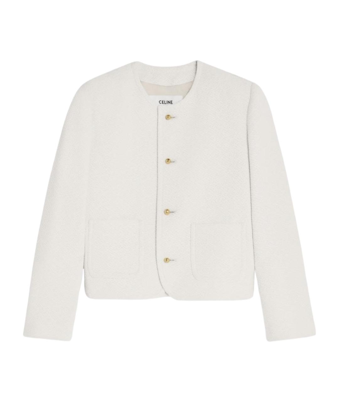 CELINE Белый вискозный жакет/пиджак, фото 1