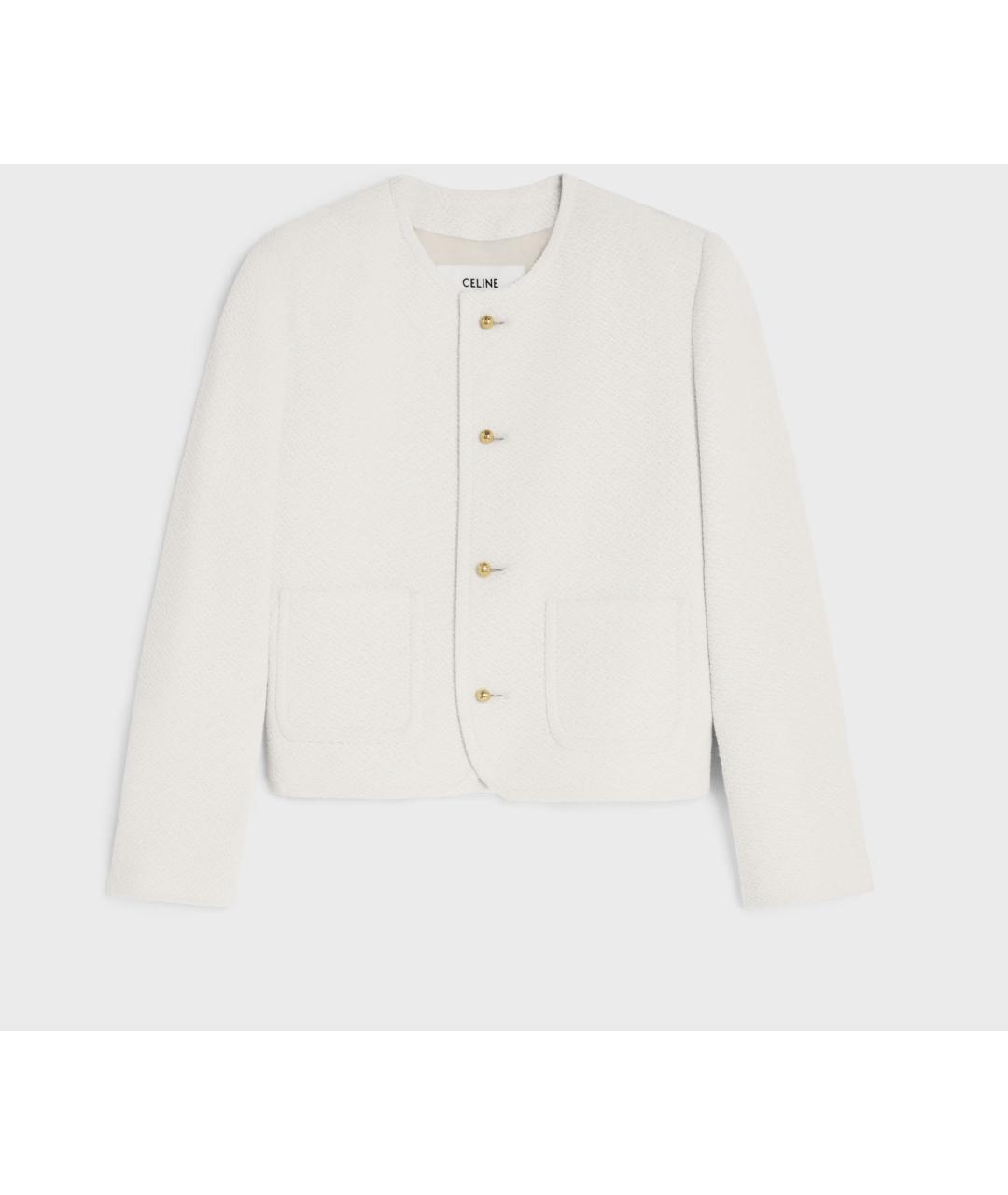 CELINE Белый вискозный жакет/пиджак, фото 7