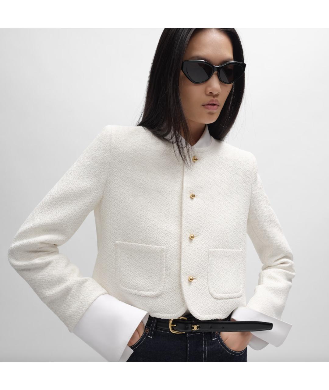 CELINE Белый вискозный жакет/пиджак, фото 2