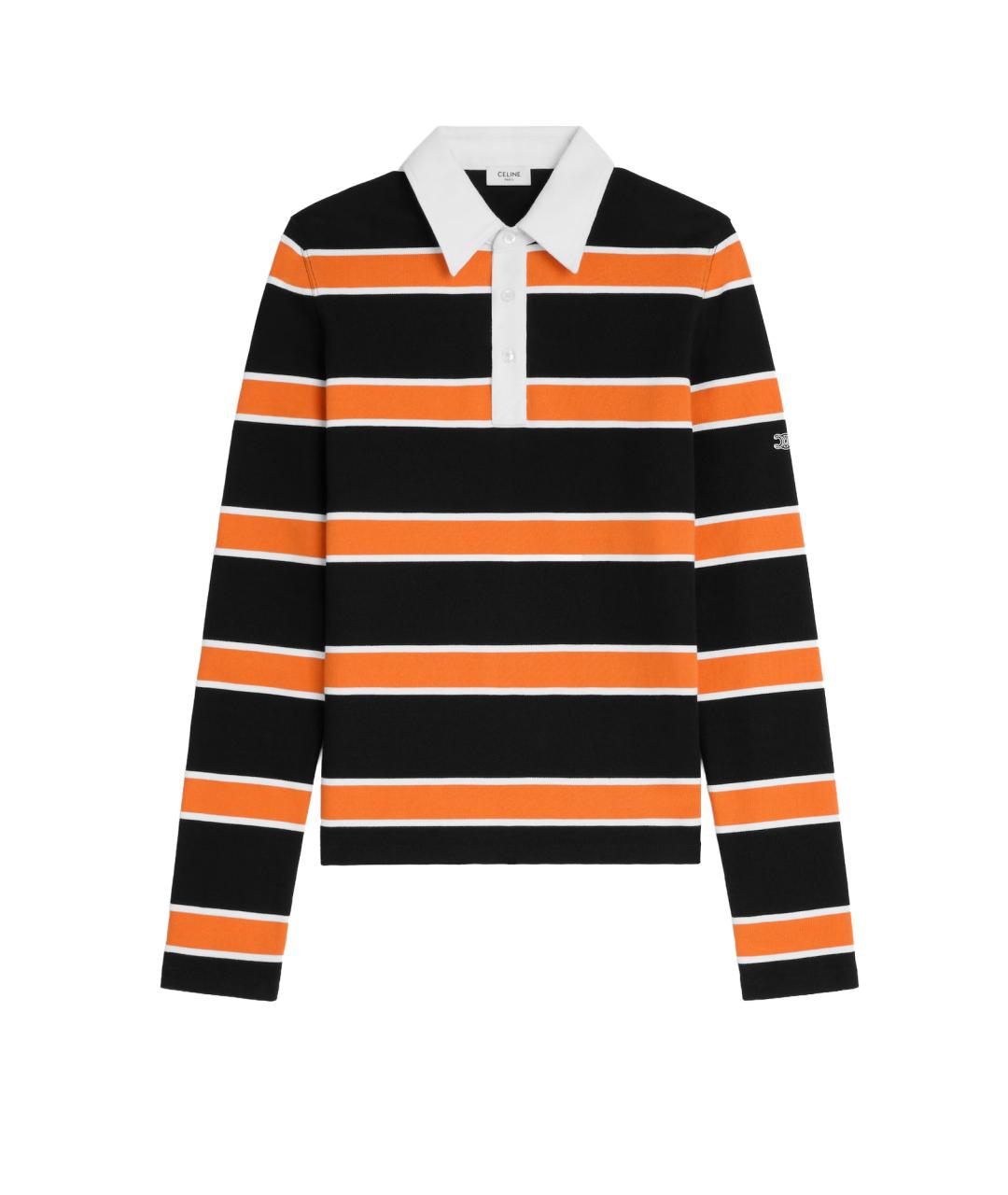 CELINE Мульти хлопковое поло с длинным рукавом, фото 1