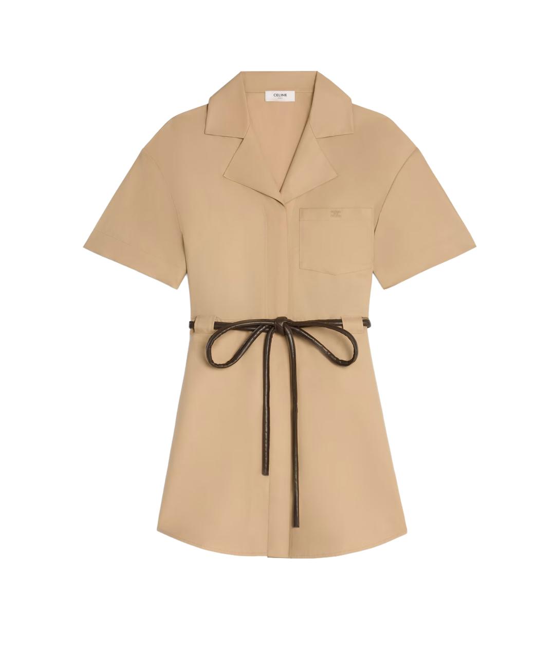 CELINE Бежевое хлопковое повседневное платье, фото 1