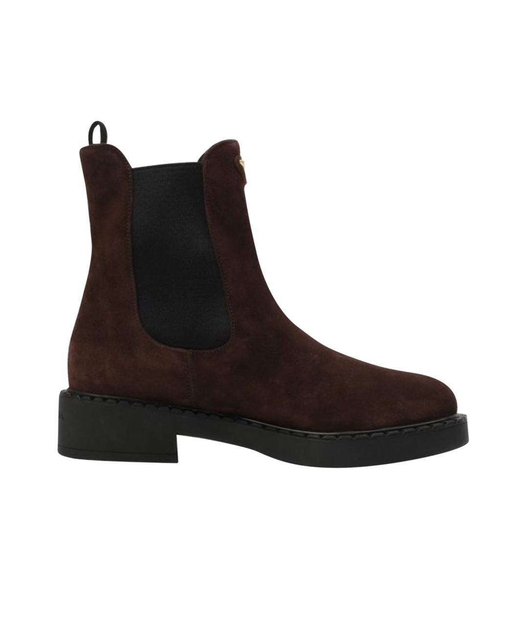 PRADA Коричневые замшевые ботинки, фото 1