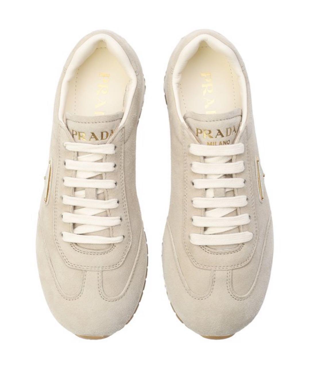 PRADA Бежевые замшевые кеды, фото 2