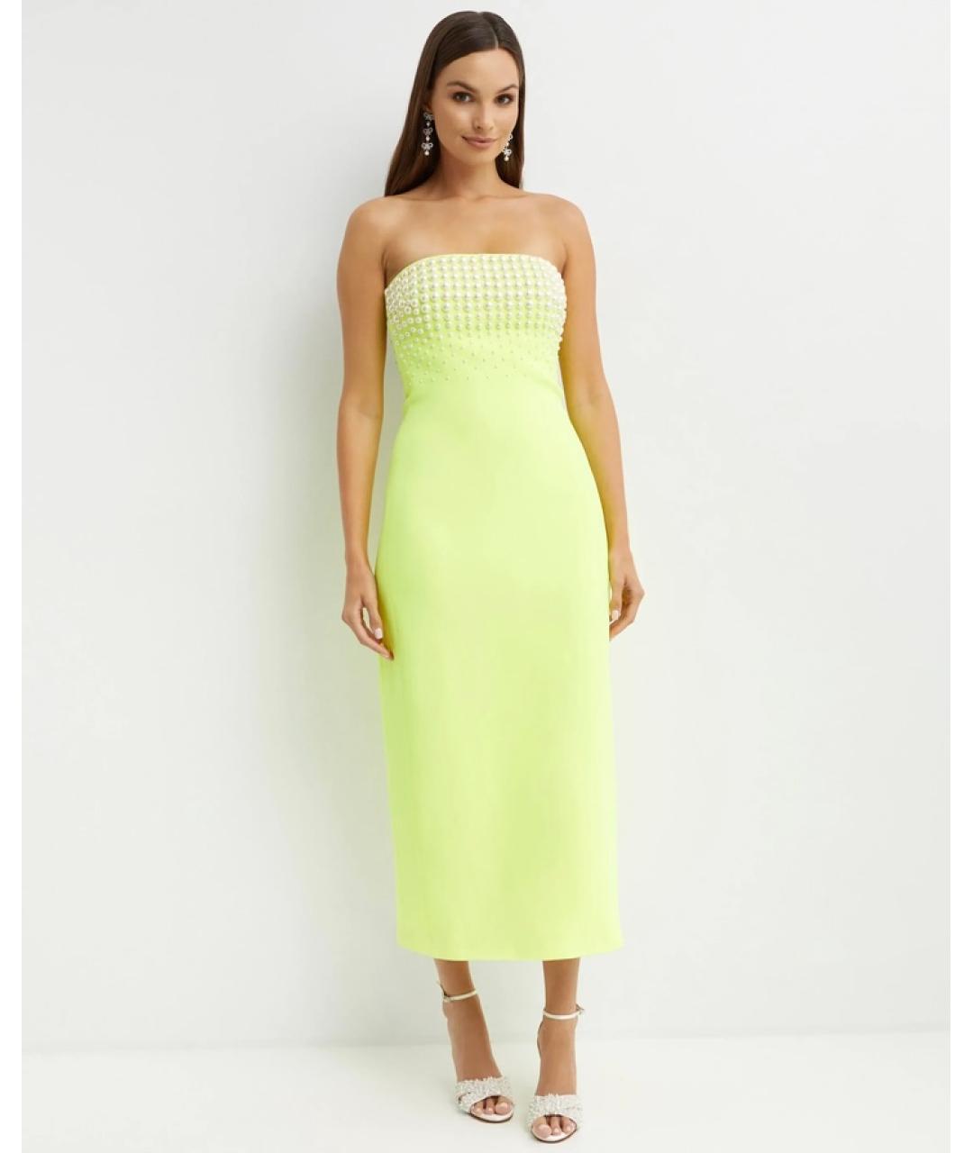 DAVID KOMA Желтое вискозное коктейльное платье, фото 4