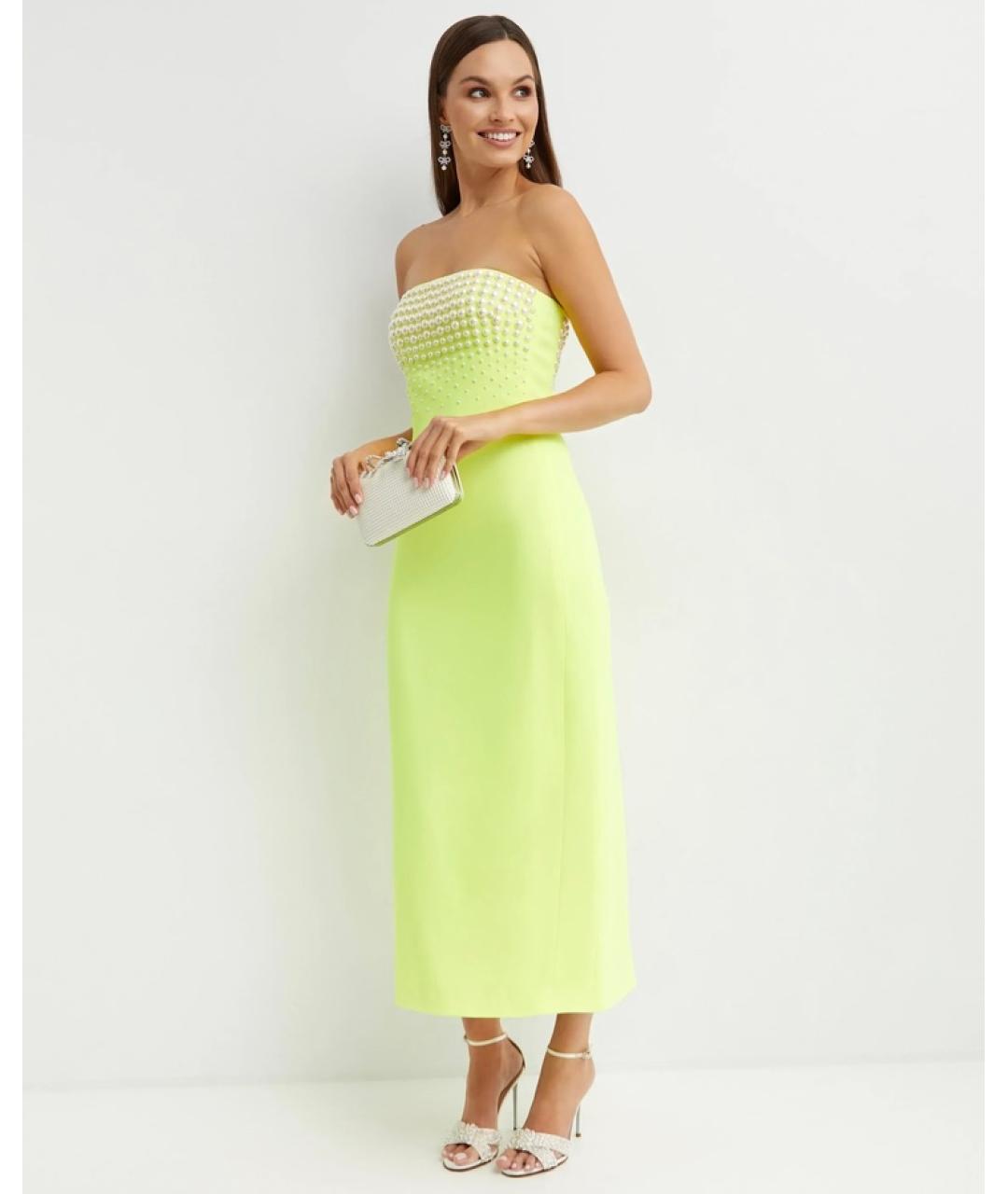 DAVID KOMA Желтое вискозное коктейльное платье, фото 3