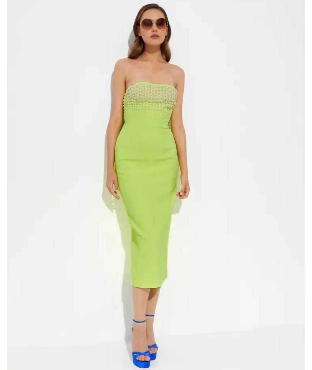 DAVID KOMA Желтое вискозное коктейльное платье, фото 6