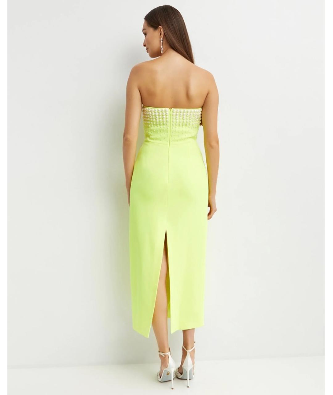 DAVID KOMA Желтое вискозное коктейльное платье, фото 5