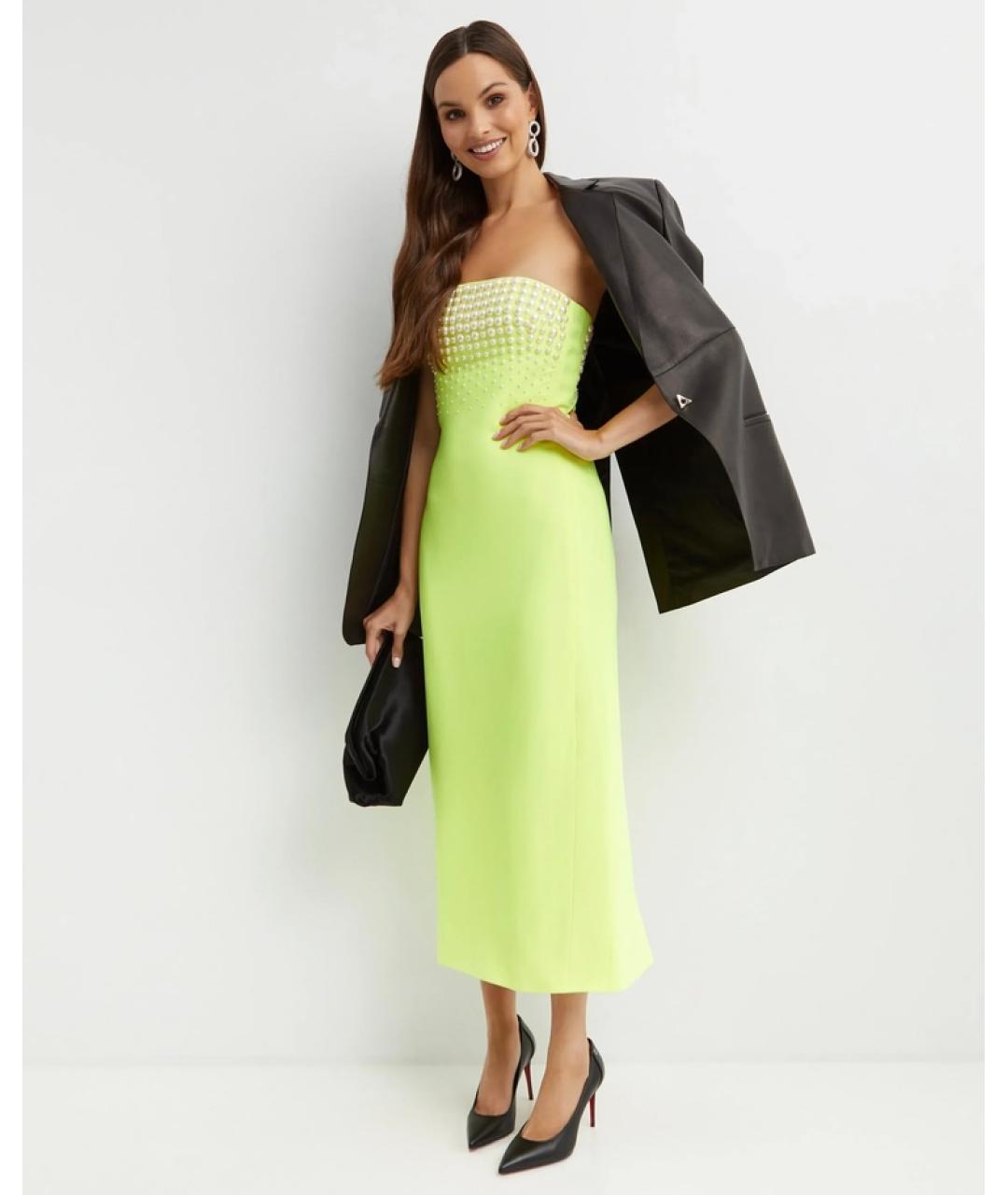 DAVID KOMA Желтое вискозное коктейльное платье, фото 2