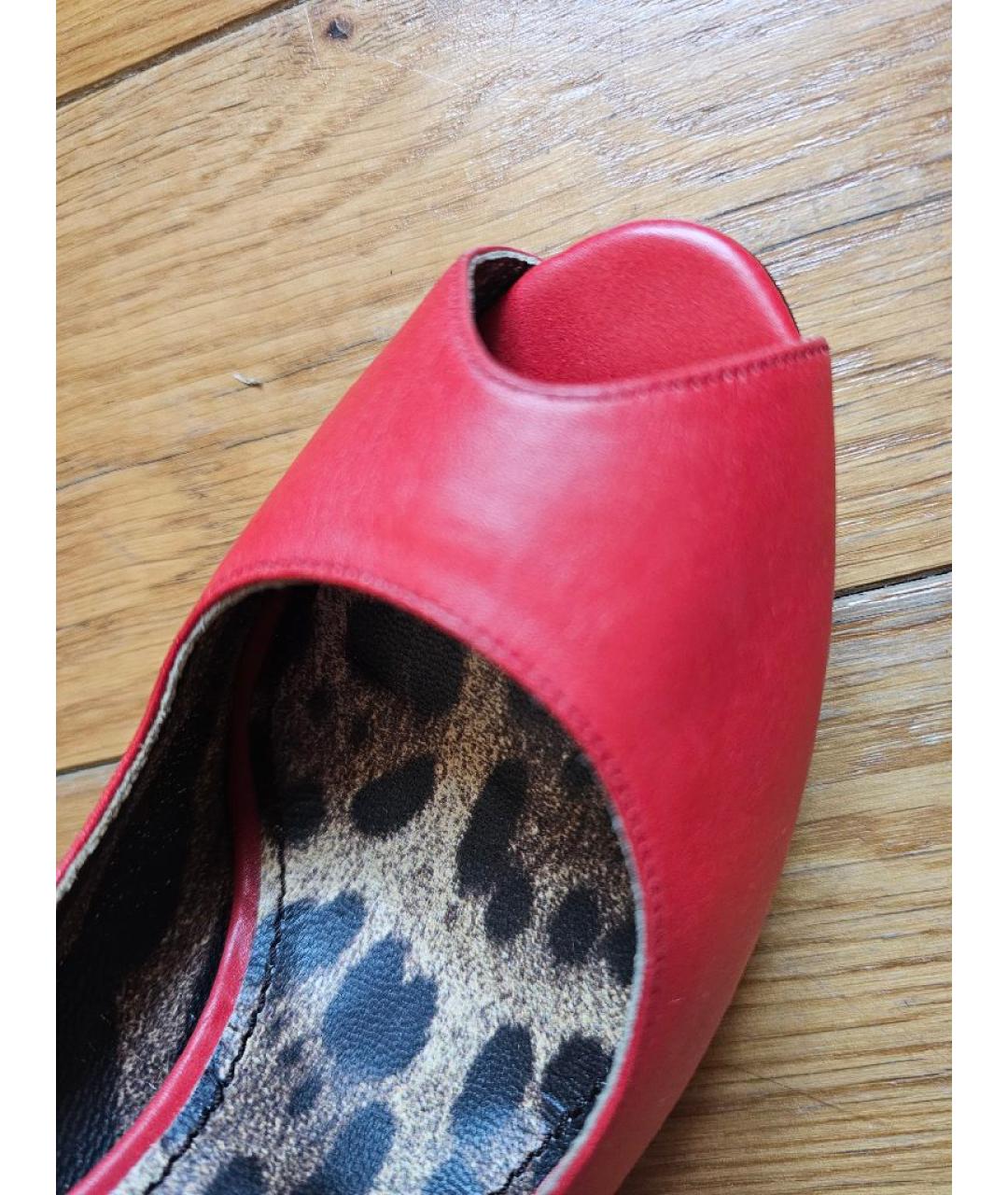 DOLCE&GABBANA Красные кожаные туфли, фото 4