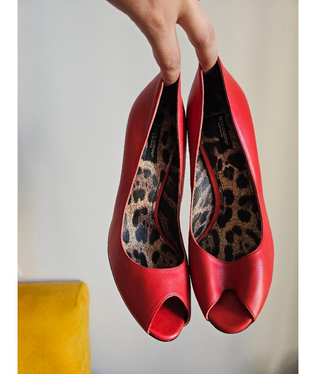 DOLCE&GABBANA Красные кожаные туфли, фото 2