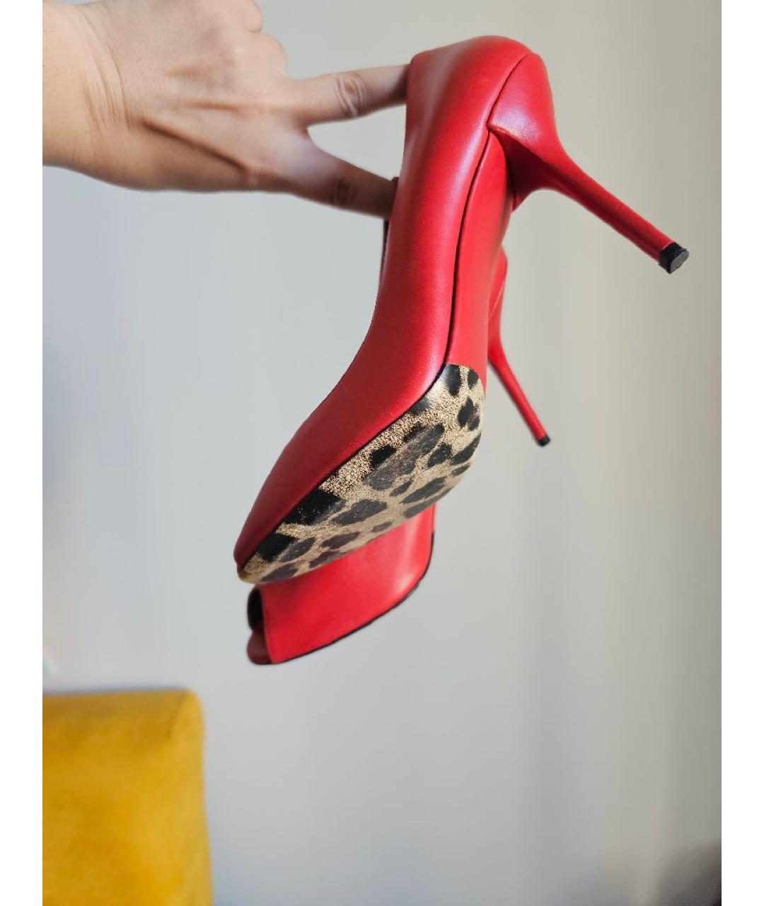 DOLCE&GABBANA Красные кожаные туфли, фото 3