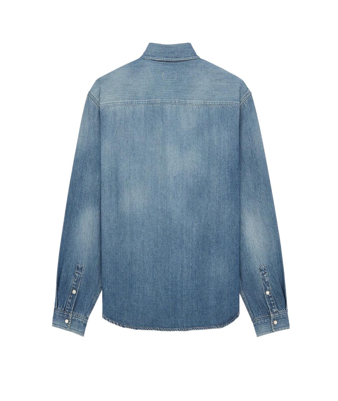 SAINT LAURENT Синяя хлопковая кэжуал рубашка, фото 2