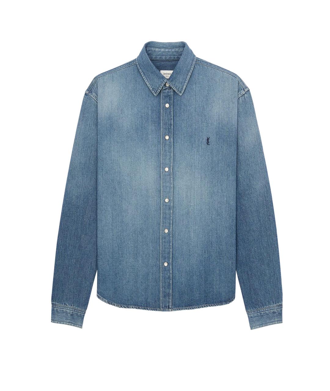 SAINT LAURENT Синяя хлопковая кэжуал рубашка, фото 1