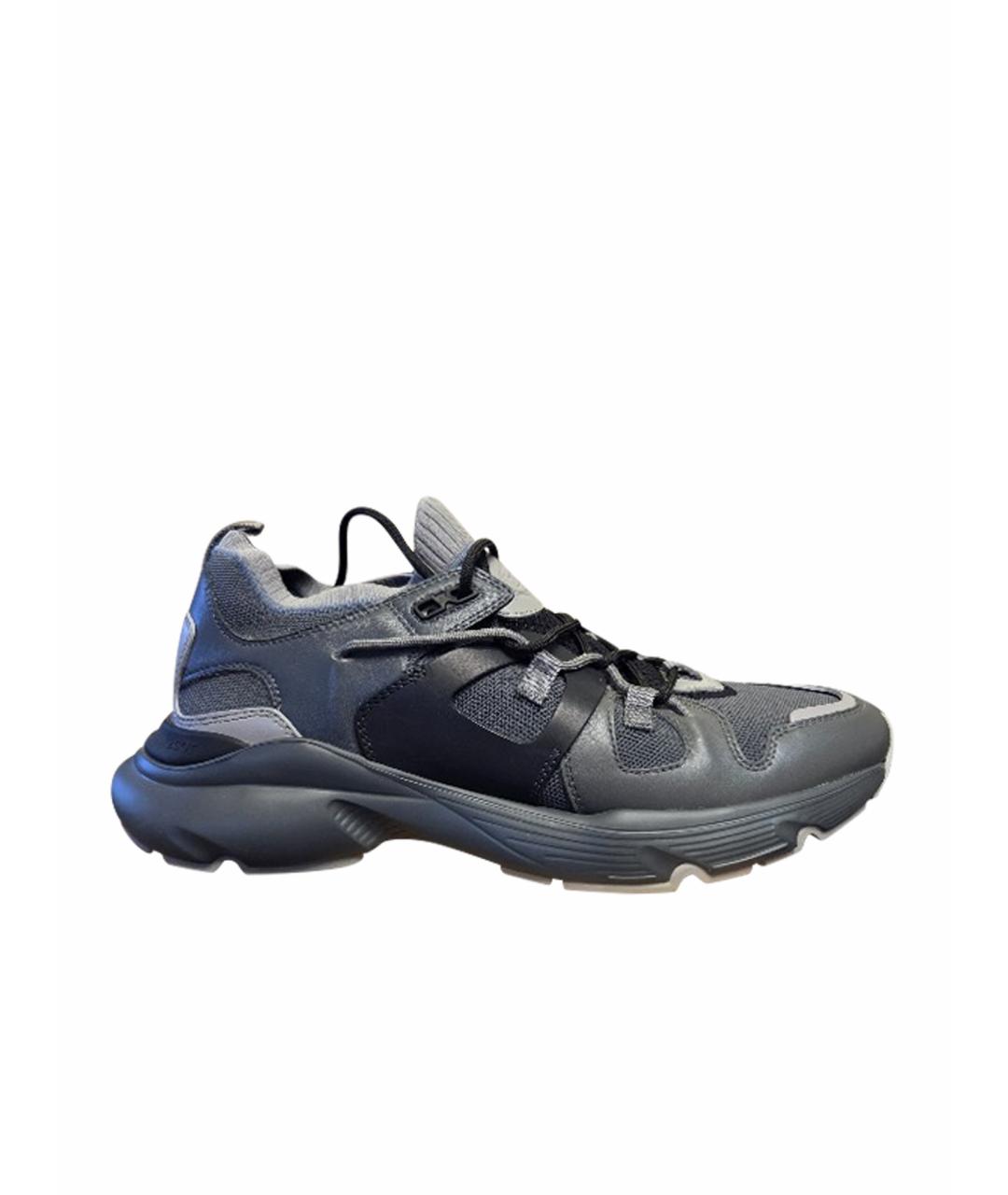 TOD'S Серые кожаные низкие кроссовки / кеды, фото 1