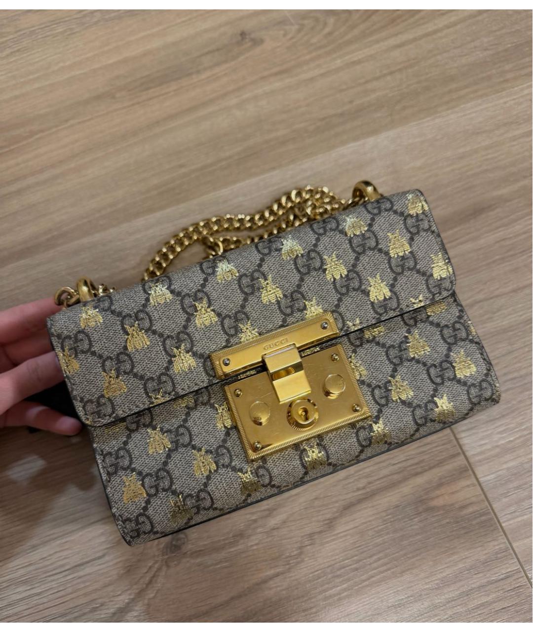 GUCCI Серая кожаная сумка через плечо, фото 2