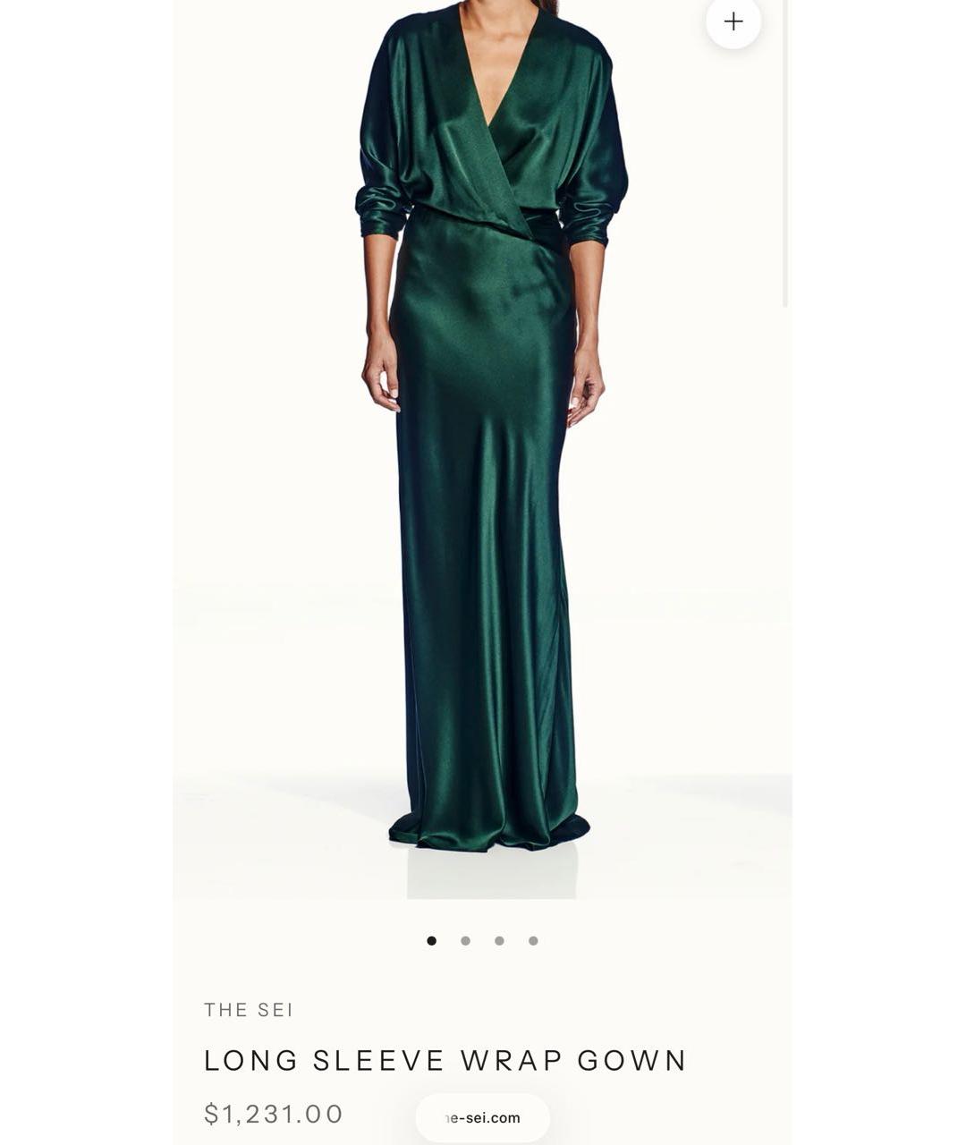 SEA NYC Зеленые шелковое вечернее платье, фото 5