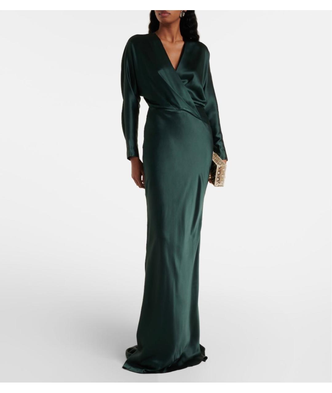 SEA NYC Зеленые шелковое вечернее платье, фото 2