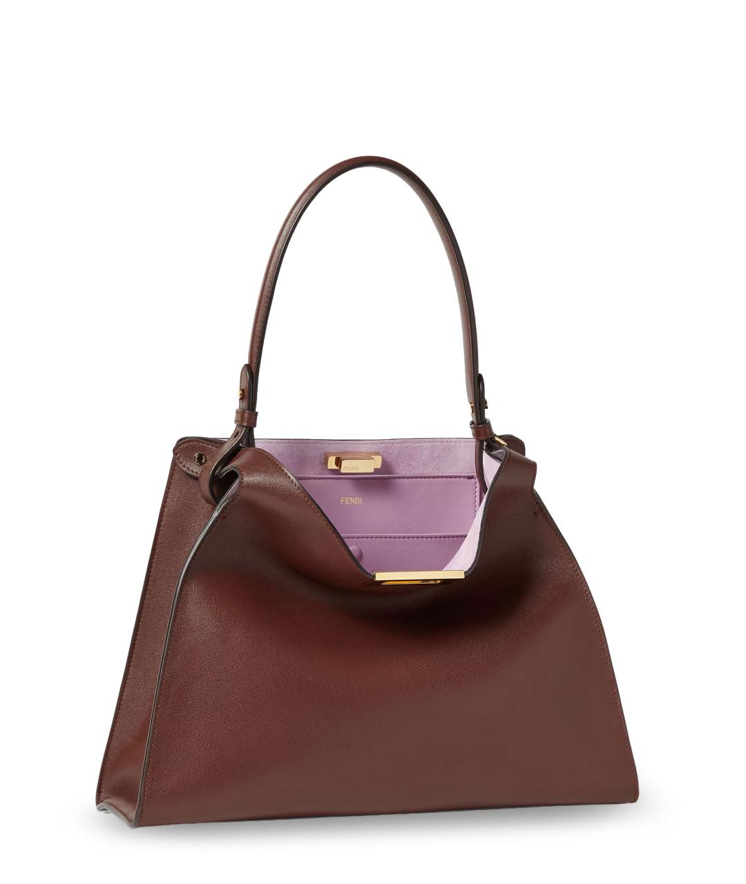 FENDI Коричневая кожаная сумка тоут, фото 3