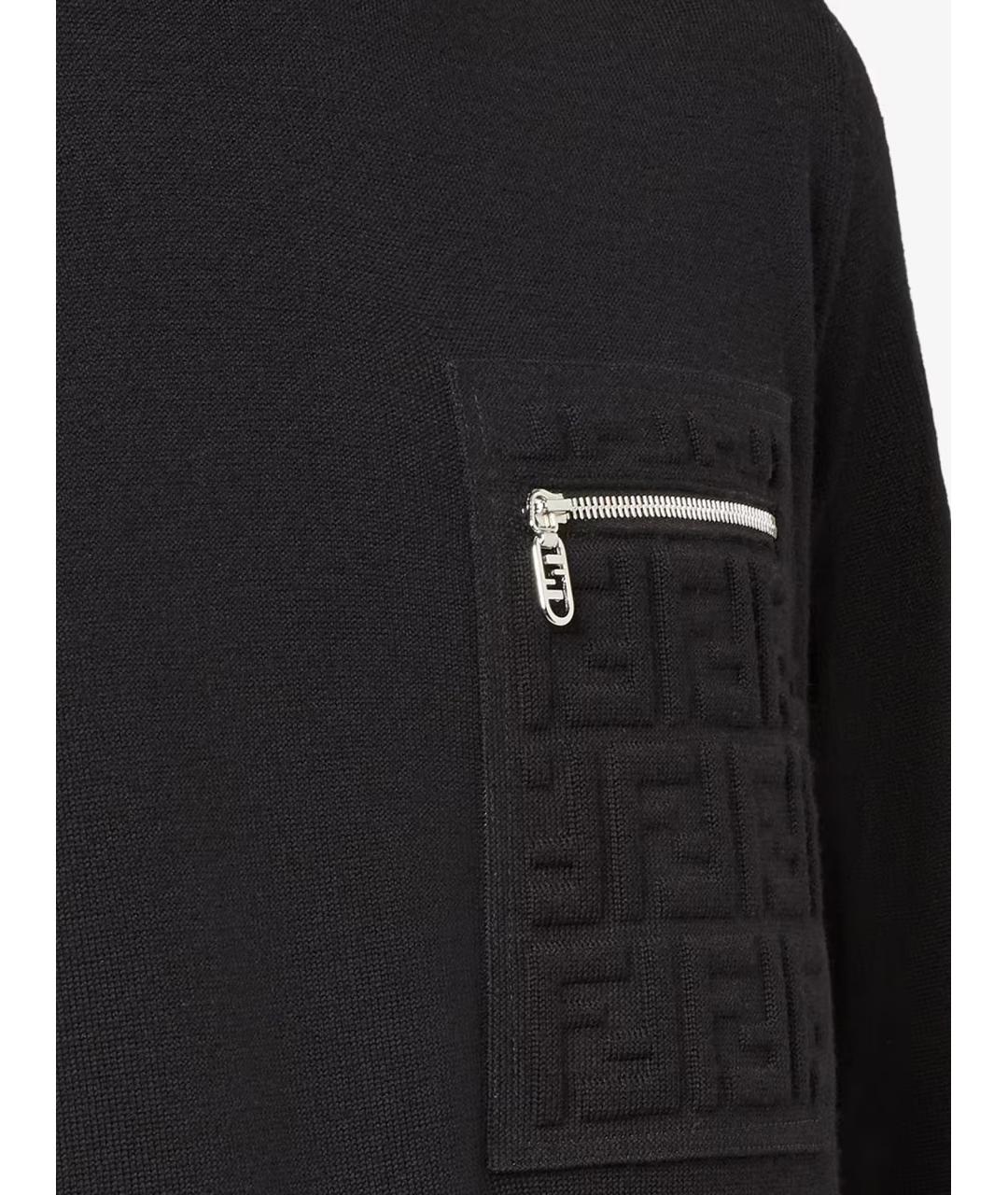 FENDI Черный шерстяной джемпер / свитер, фото 3