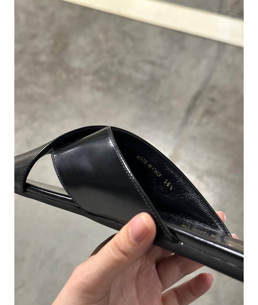 PRADA Черные шлепанцы из лакированной кожи, фото 3
