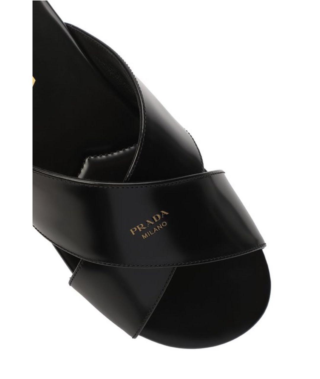 PRADA Черные шлепанцы из лакированной кожи, фото 4