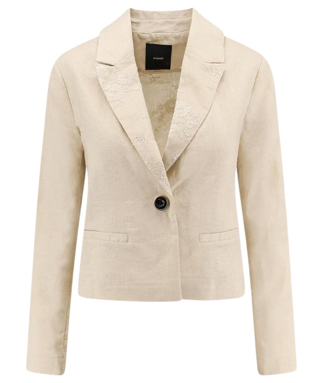 PINKO Бежевый льняной жакет/пиджак, фото 1
