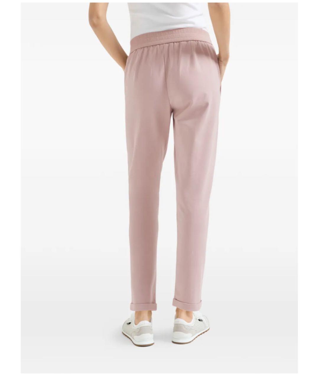 BRUNELLO CUCINELLI Коралловые хлопковые прямые брюки, фото 4