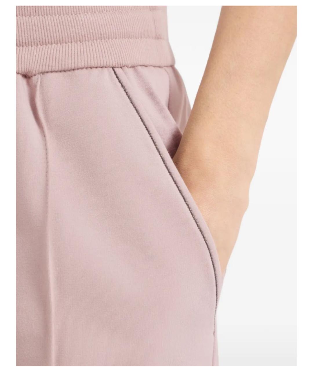 BRUNELLO CUCINELLI Коралловые хлопковые прямые брюки, фото 5