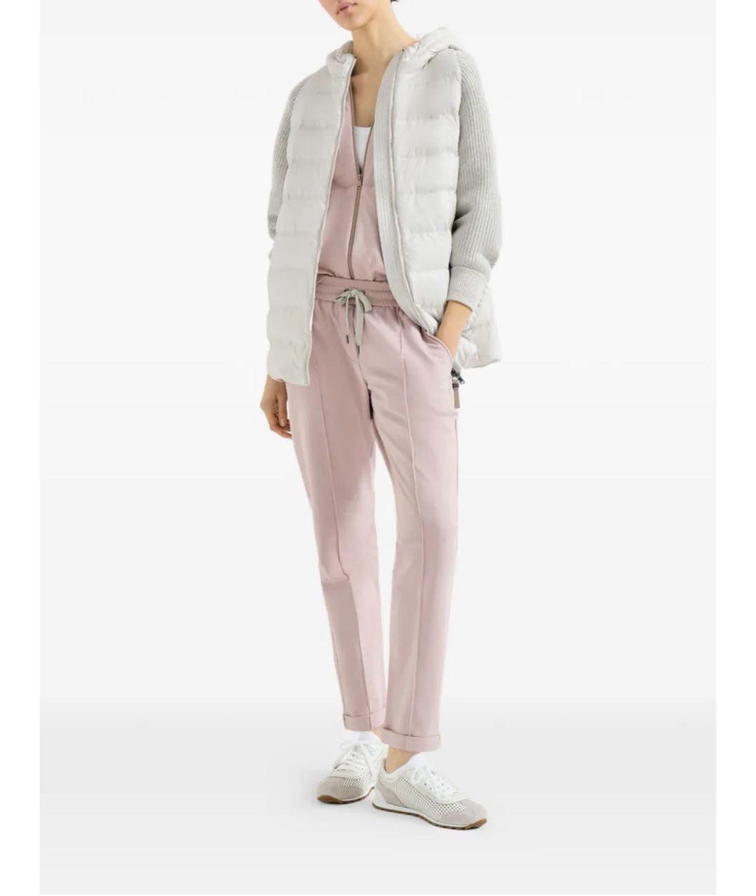 BRUNELLO CUCINELLI Коралловые хлопковые прямые брюки, фото 6