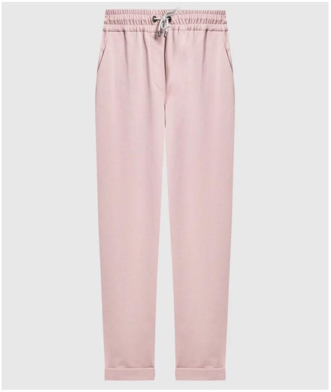 BRUNELLO CUCINELLI Коралловые хлопковые прямые брюки, фото 8