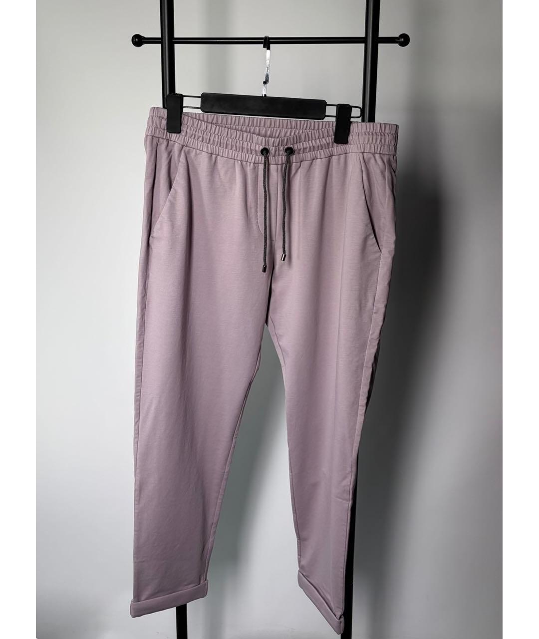 BRUNELLO CUCINELLI Коралловые хлопковые прямые брюки, фото 8