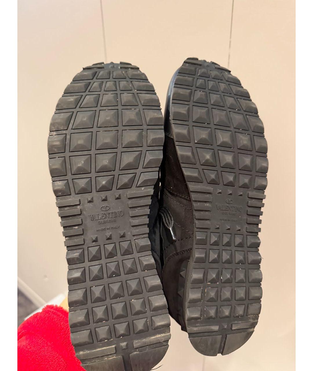 VALENTINO Черные кожаные низкие кроссовки / кеды, фото 5
