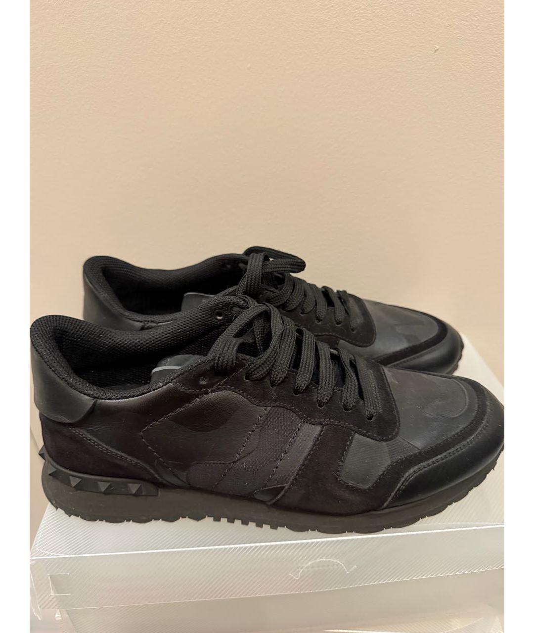 VALENTINO Черные кожаные низкие кроссовки / кеды, фото 7