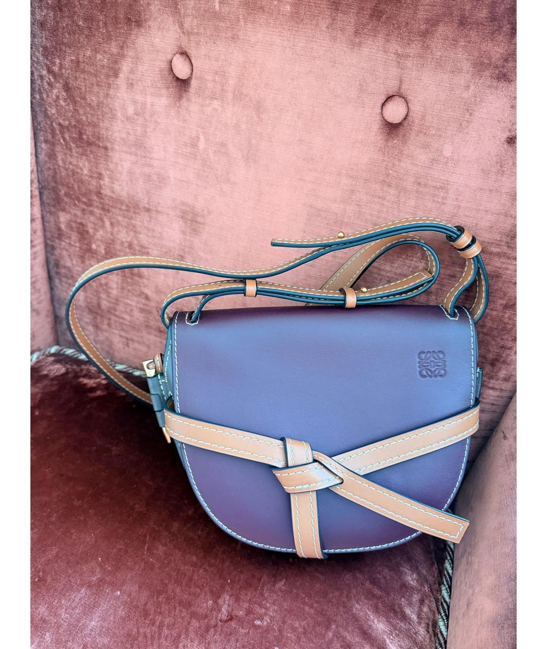 LOEWE Бордовая кожаная сумка через плечо, фото 7