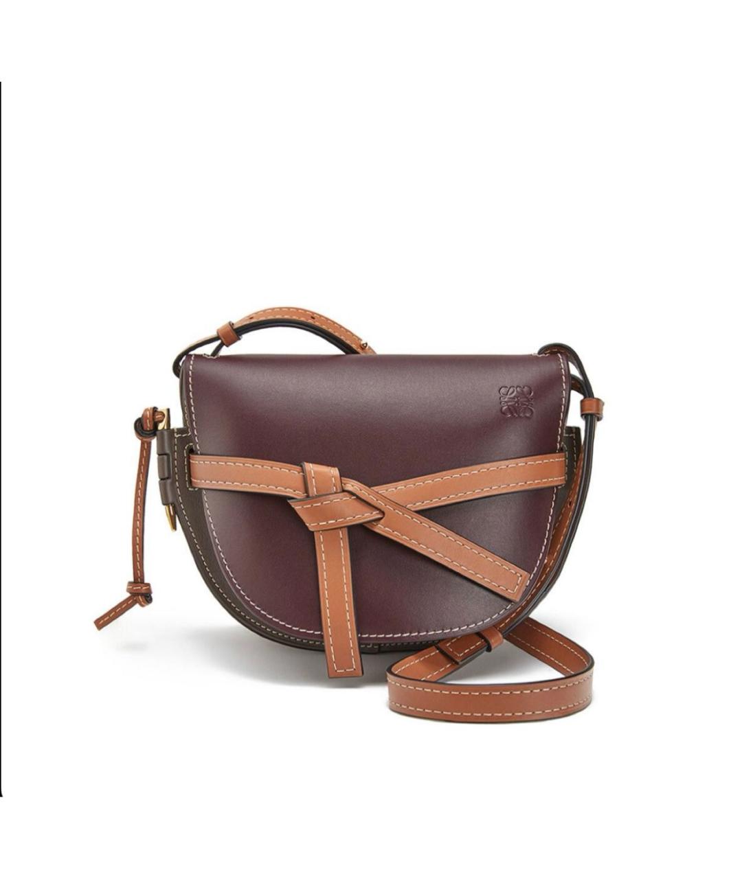 LOEWE Бордовая кожаная сумка через плечо, фото 8