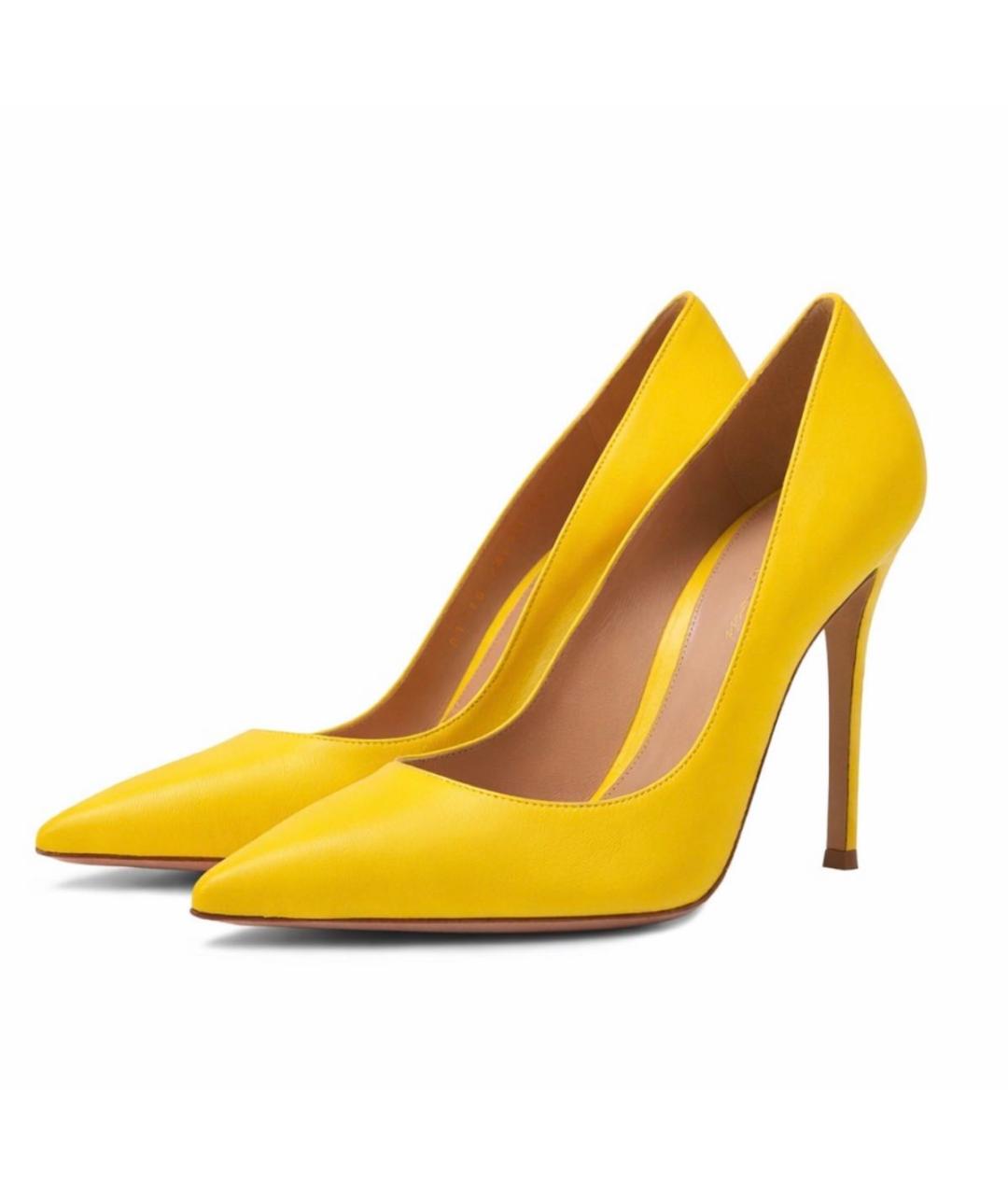 GIANVITO ROSSI Желтые кожаные туфли, фото 6