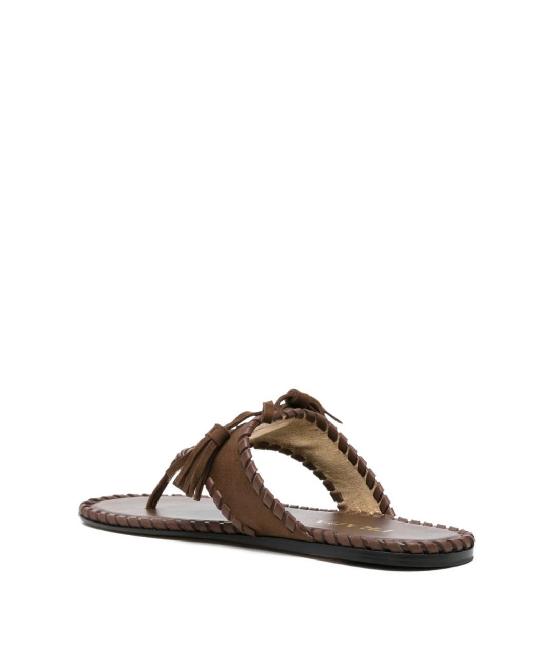 PRADA Коричневые кожаные шлепанцы, фото 4